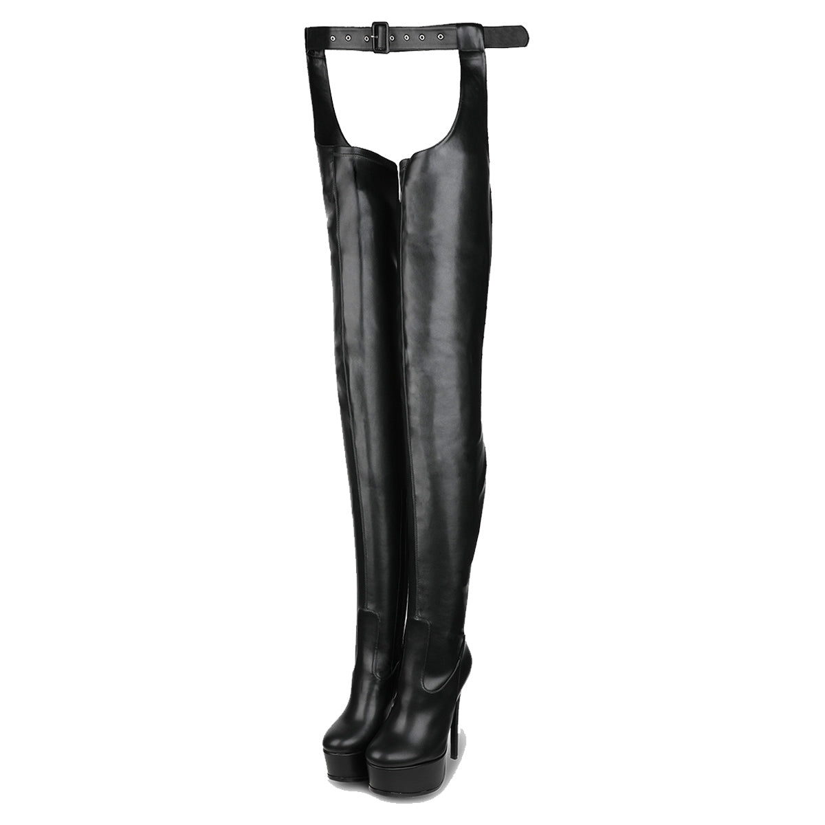 Round Toe Platform Stiletto Stretchy Pantyhose Boots - Onlymaker