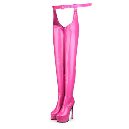 Round Toe Platform Stiletto Stretchy Pantyhose Boots - Onlymaker