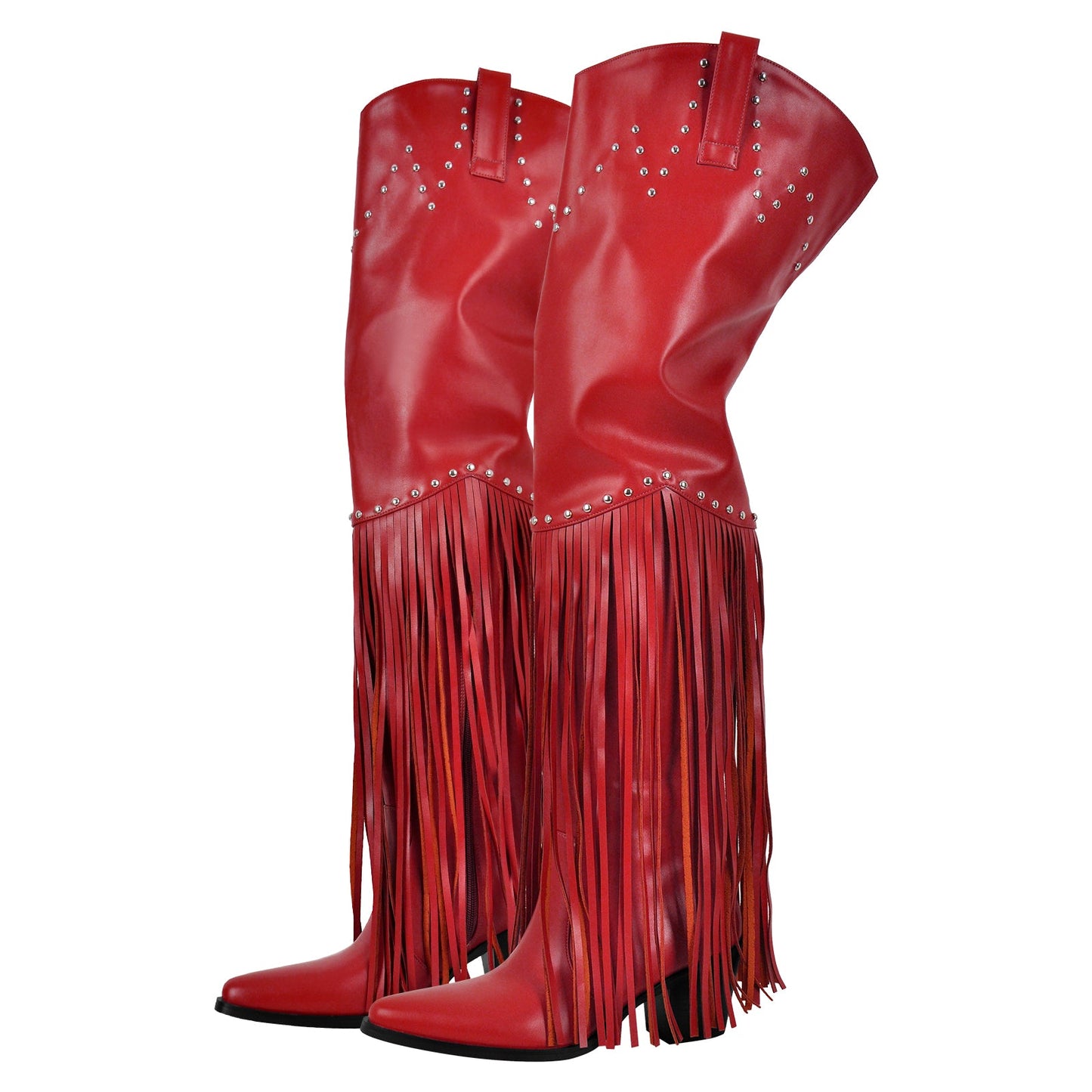 Chunky Heel Fringe Over The Knee Boots - Onlymaker