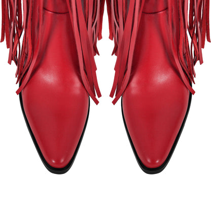 Chunky Heel Fringe Over The Knee Boots - Onlymaker