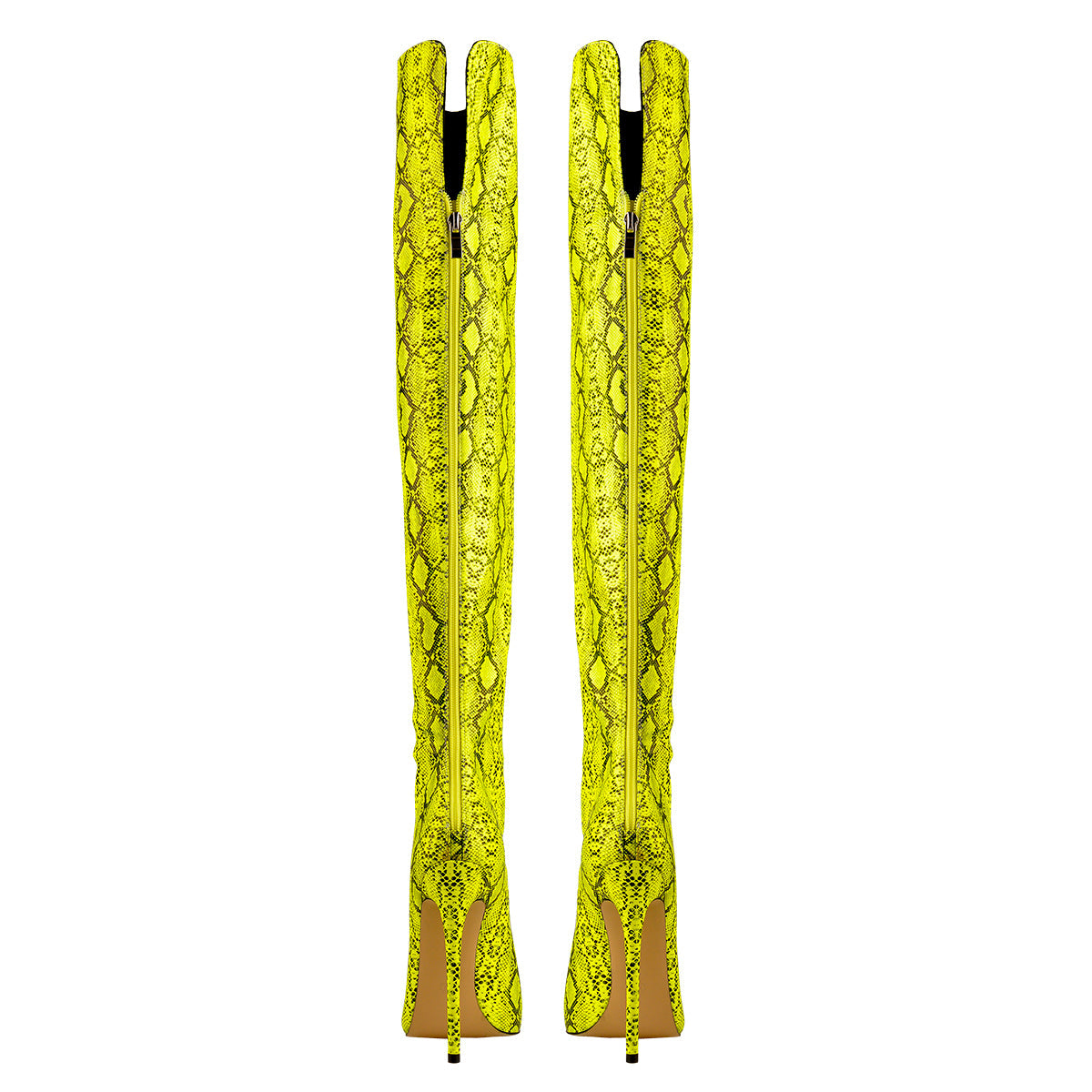 Open Toe Snake Fluorescent Color Stiletto High Heel Over The Knee Boot - Onlymaker