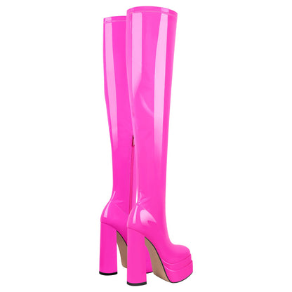 Platform Chunky High Heel Thigh Boots - Onlymaker