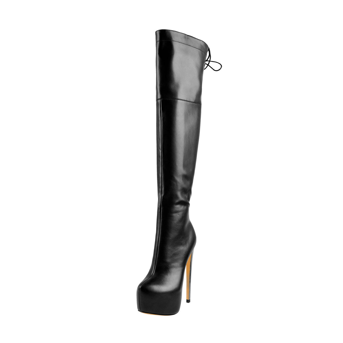 Faux Leather Platform High Heels Thigh High Boots - Onlymaker