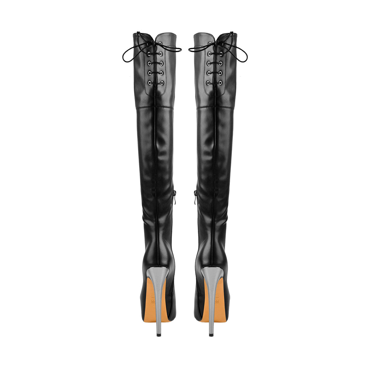 Faux Leather Platform High Heels Thigh High Boots - Onlymaker
