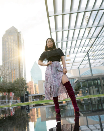 Suede Platform Buckle Stiletto Over The Knee High Boots - Onlymaker