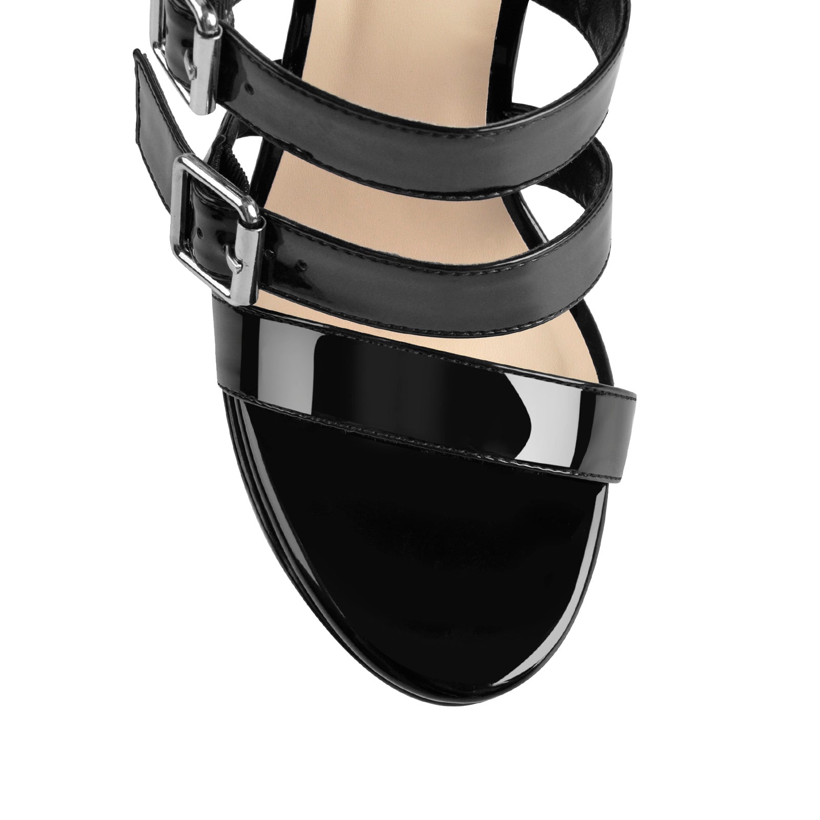 Round Toe Black Over The Knee Stiletto Boots Sandals - Onlymaker