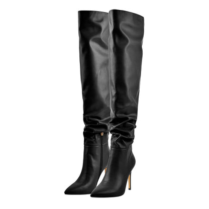 Pointed Toe Tight High Boots 4in Stiletto Heel - Onlymaker