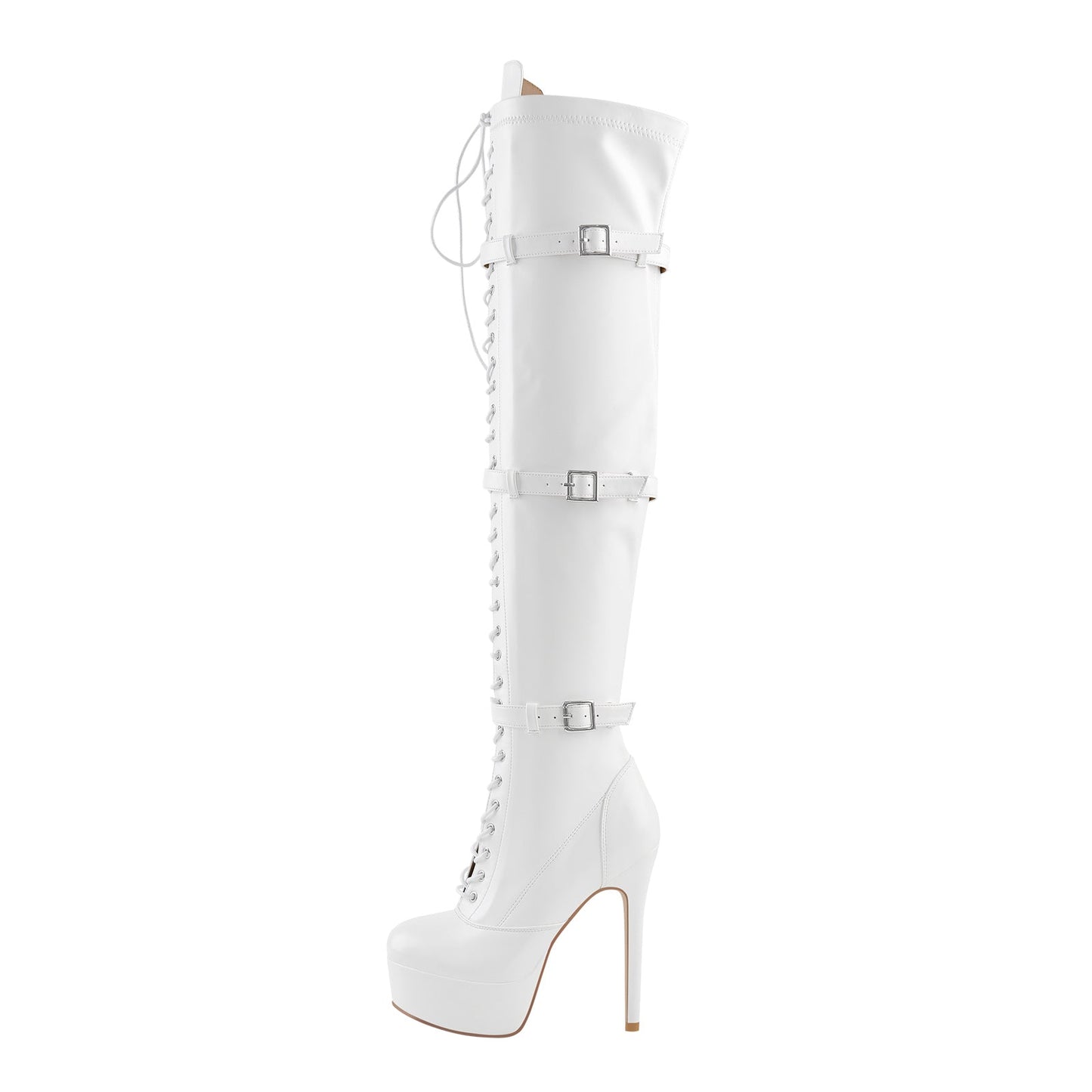 Platform Lace-Up Over The Knee Thigh Boots - Onlymaker
