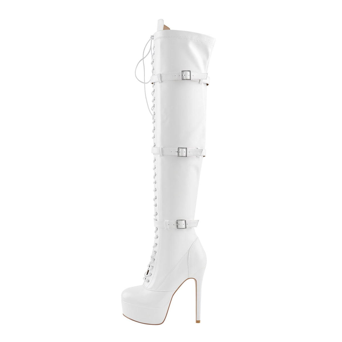 Platform Lace-Up Over The Knee Thigh Boots - Onlymaker