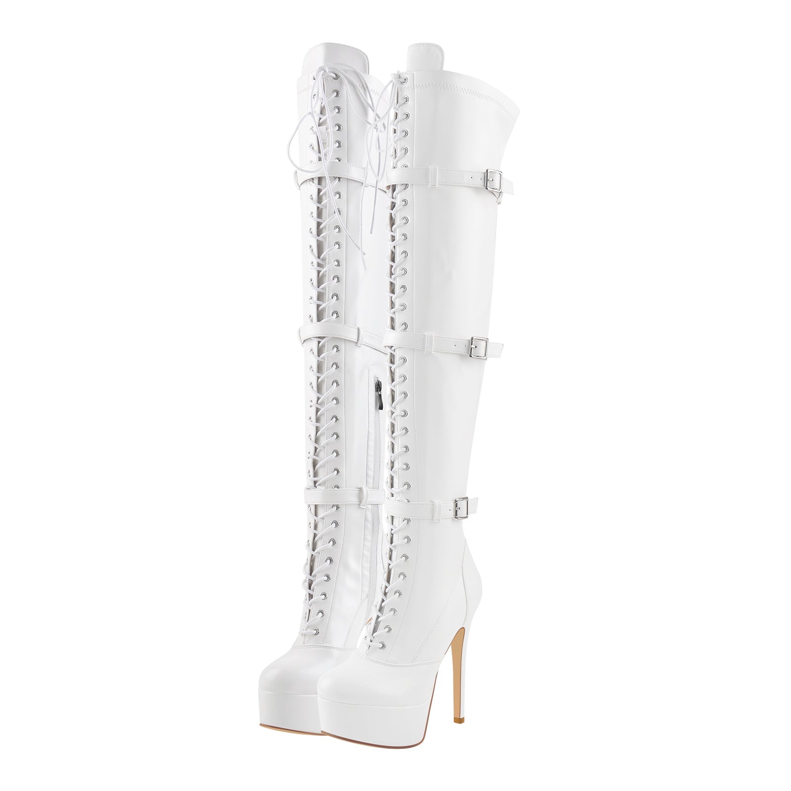 Platform Lace-Up Over The Knee Thigh Boots - Onlymaker
