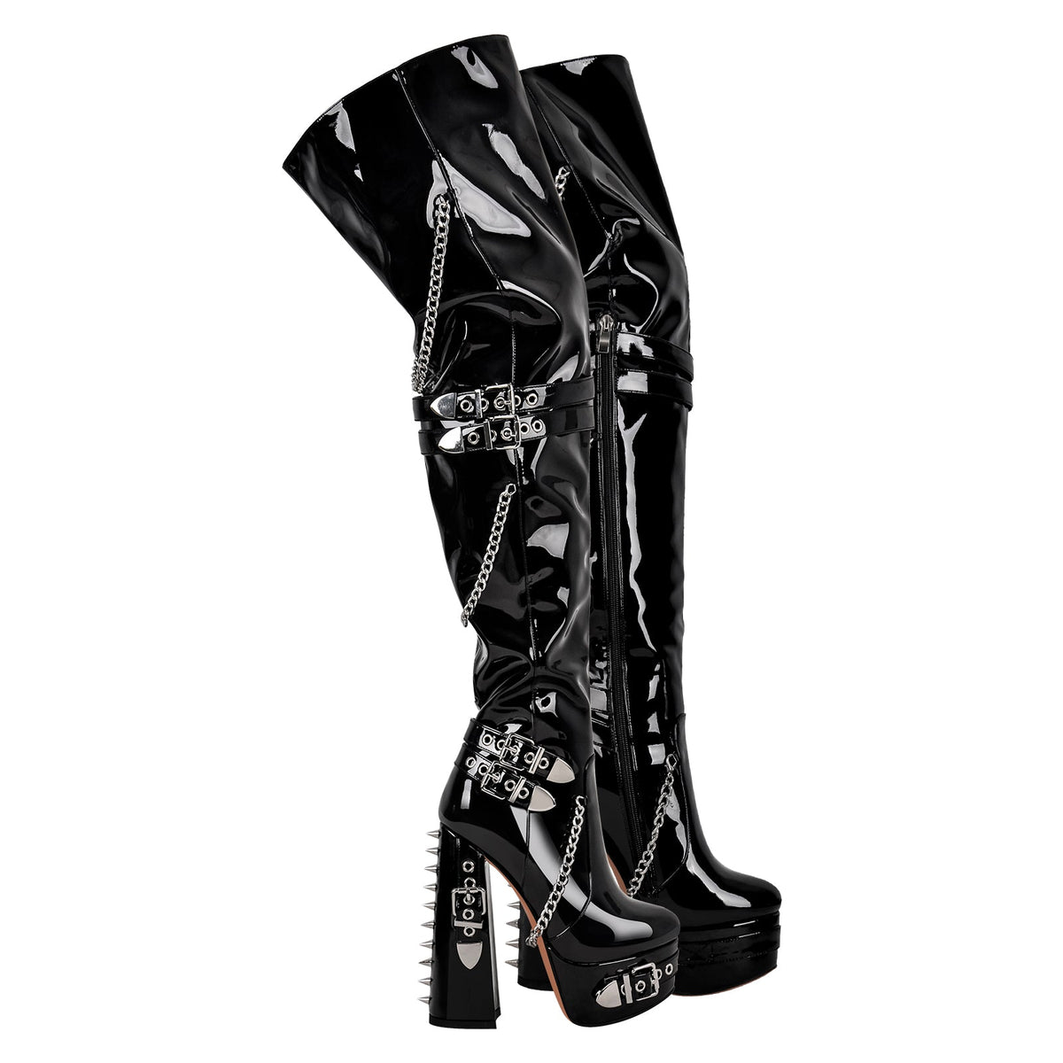 Buckle Strap Rivet Platform Ovee the Knee Boots - Onlymaker