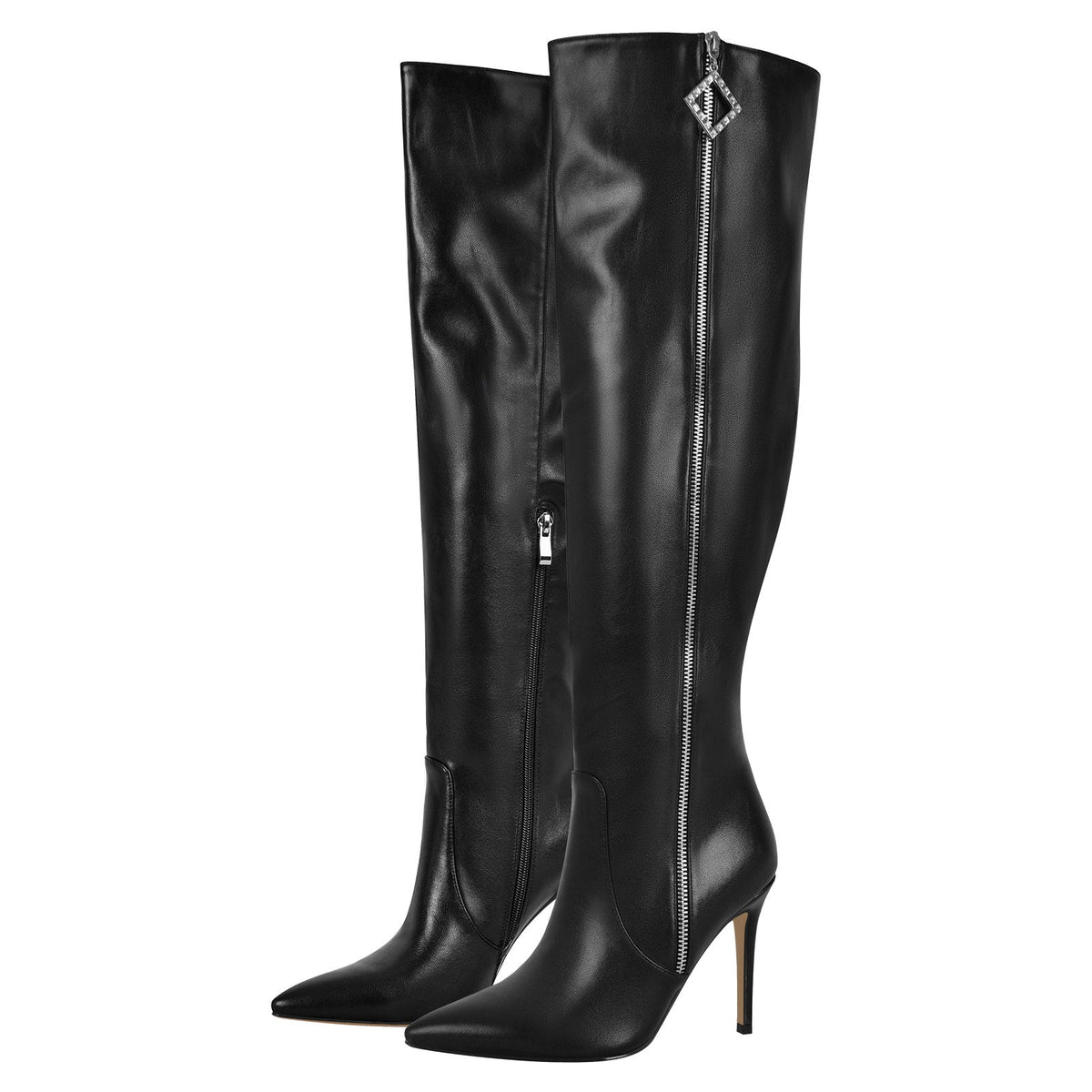 Pointed Toe Zipper Over The Knee Stilettos Boots - Onlymaker