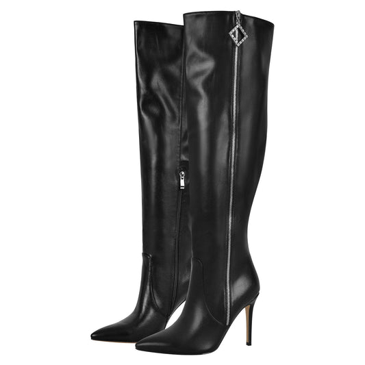 Pointed Toe Zipper Over The Knee Stilettos Boots - Onlymaker
