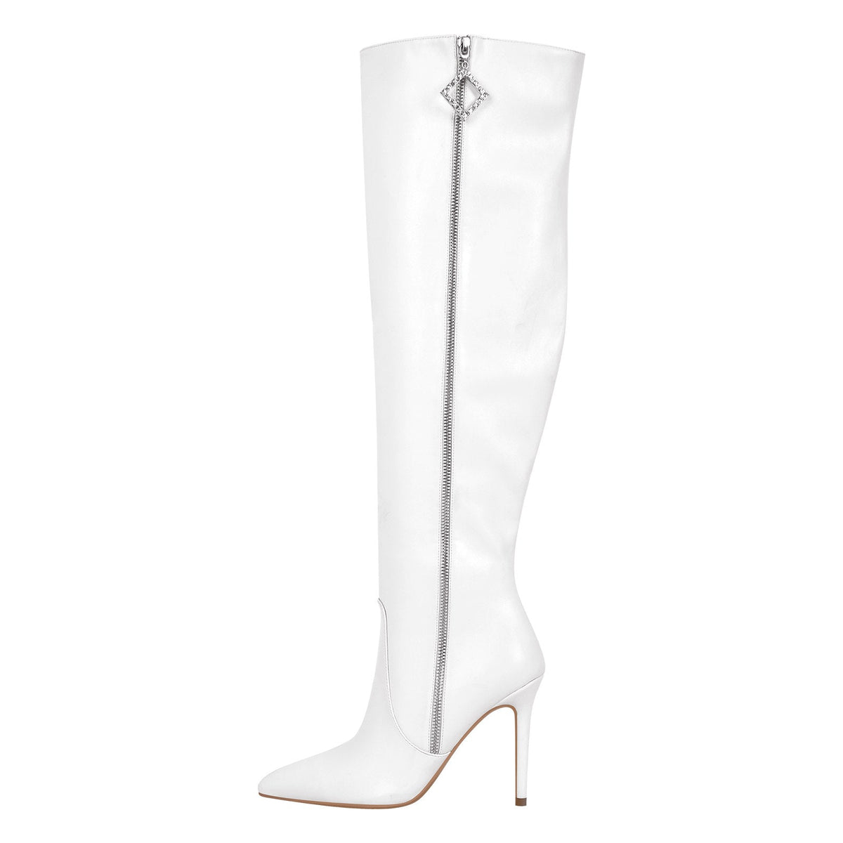 Pointed Toe Zipper Over The Knee Stilettos Boots - Onlymaker