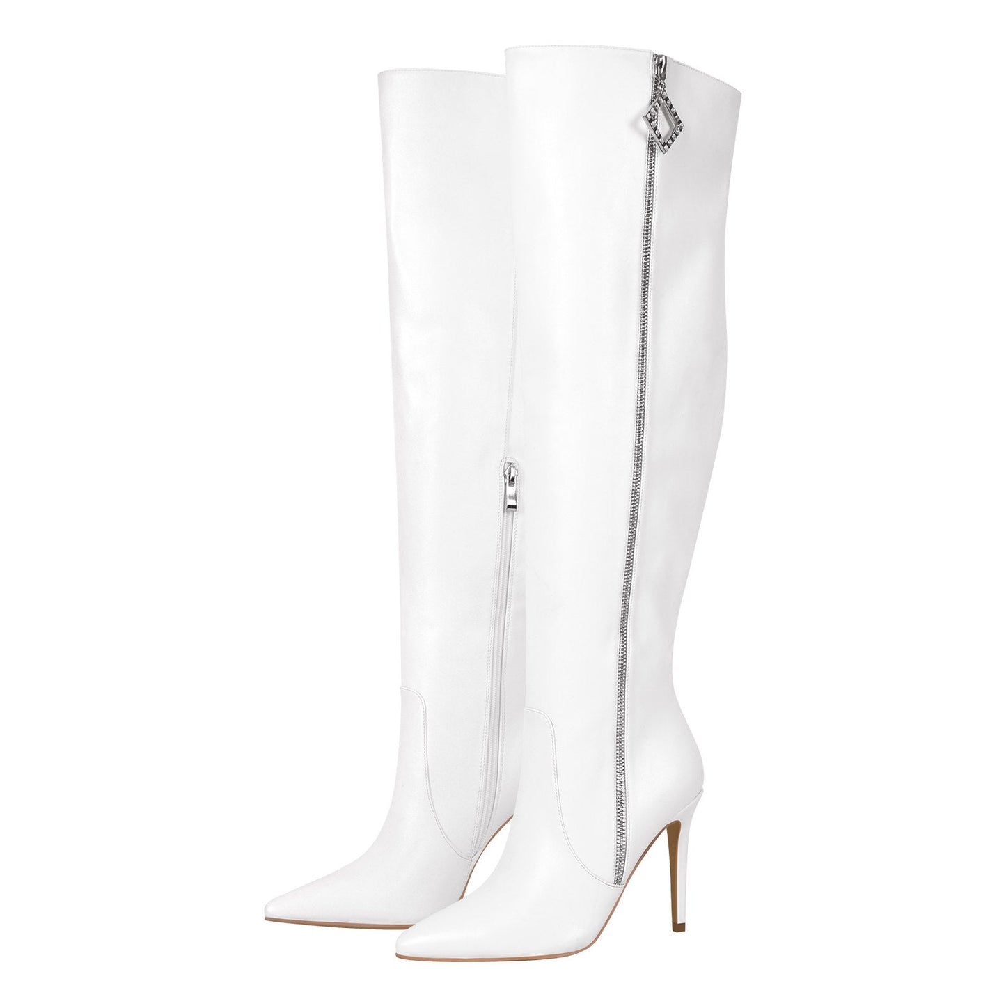 Pointed Toe Zipper Over The Knee Stilettos Boots - Onlymaker