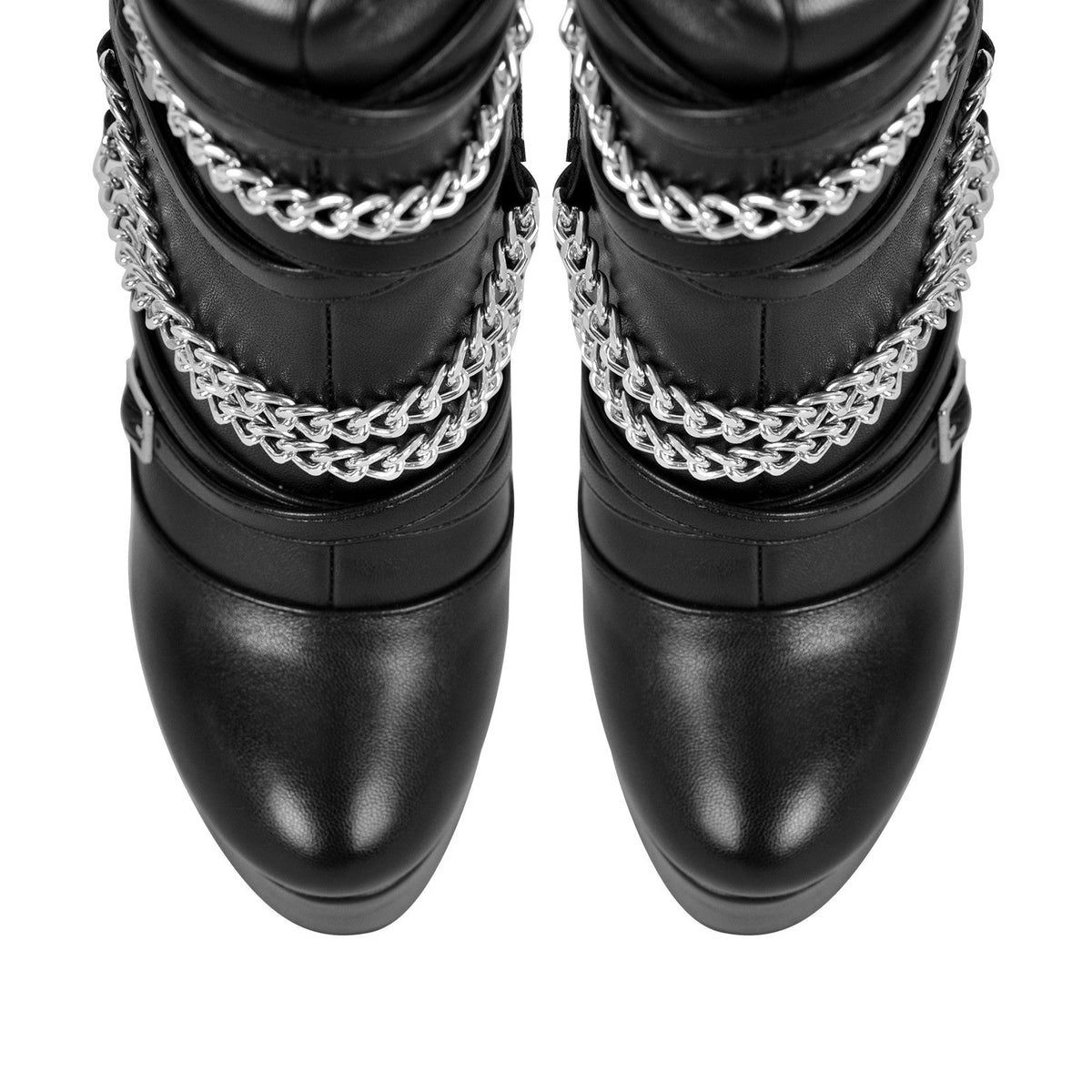 Chain Round Toe Platform Stilettos Over The Knee Boots - Onlymaker