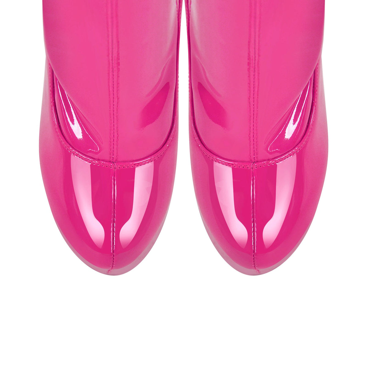 Patent Leather Platform Over The Knee High Heel Boots - Onlymaker