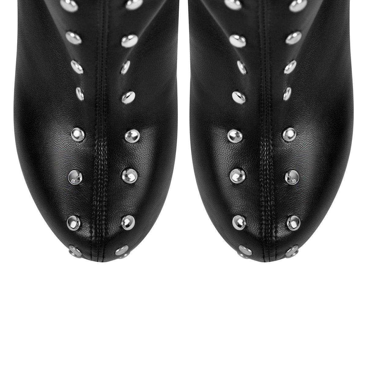 Black Platform Rivets Over The Knee Boots - Onlymaker