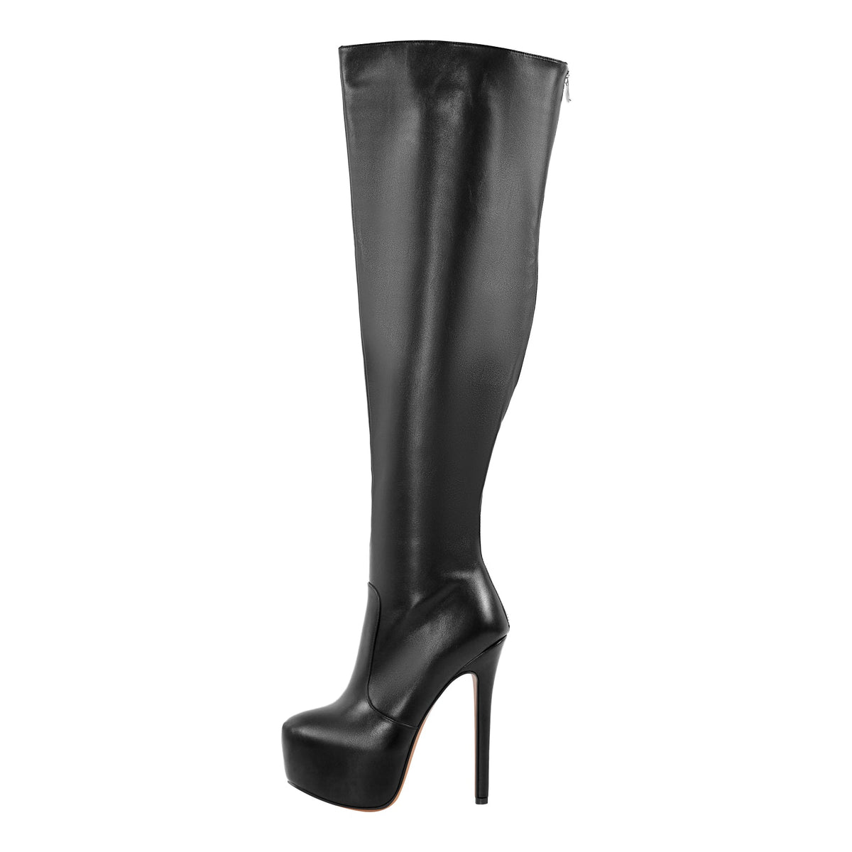 Black Platform Wide Thigh High Boots - Onlymaker