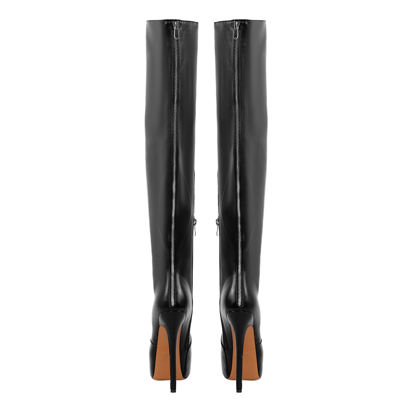 Black Platform Wide Thigh High Boots - Onlymaker