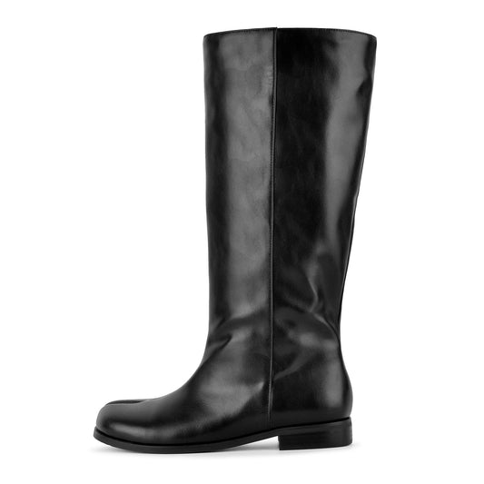 Round Toe Tabi Knee High Flat Boots - Onlymaker