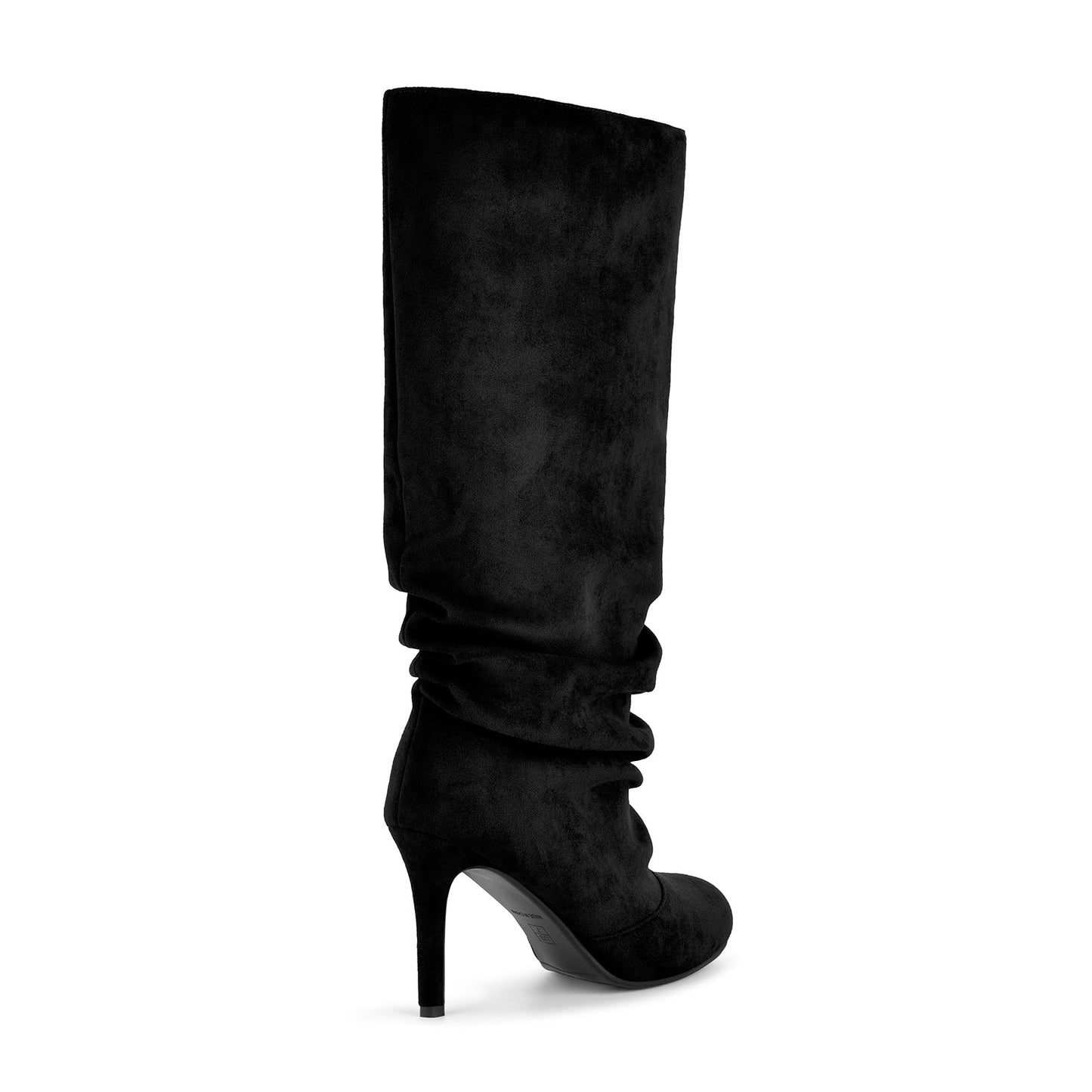 Suede Round Toe Ruched Stiletto Knee High Boots - Onlymaker