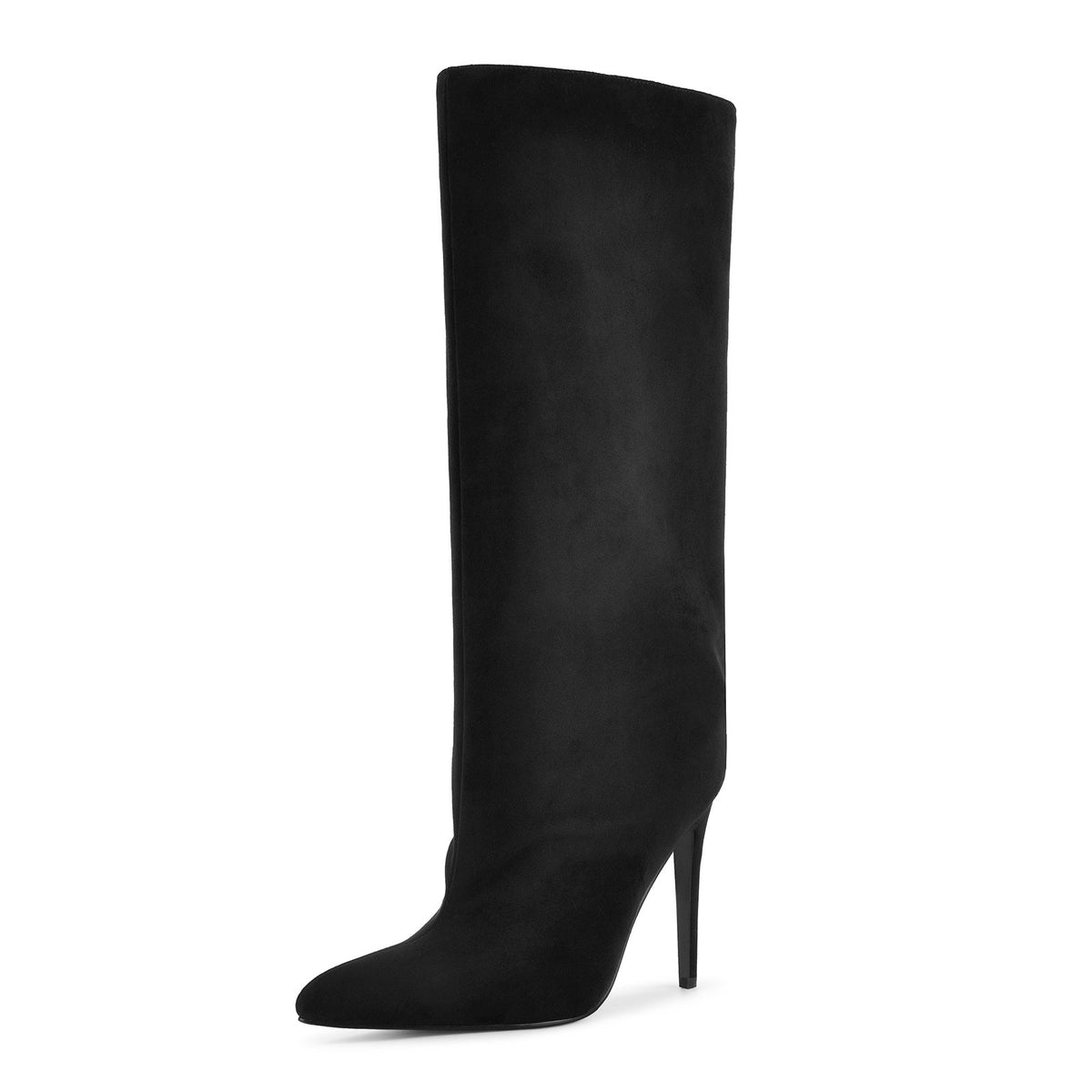 Pointed Toe Suede Stiletto Knee High Boots - Onlymaker