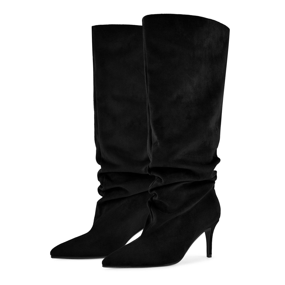 Pointed Toe Suede Slouch Knee High Boots - Onlymaker
