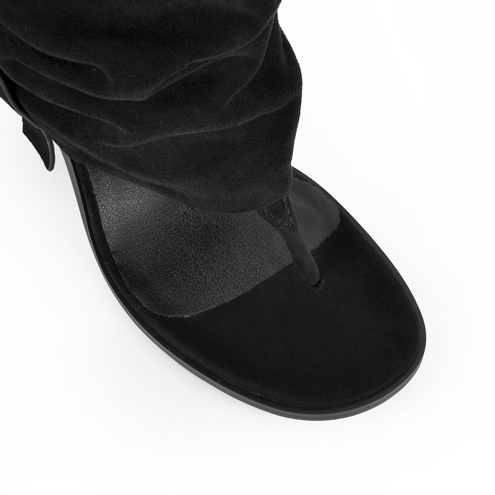 Suede Flip-Flop Buckle Knee High Boots - Onlymaker