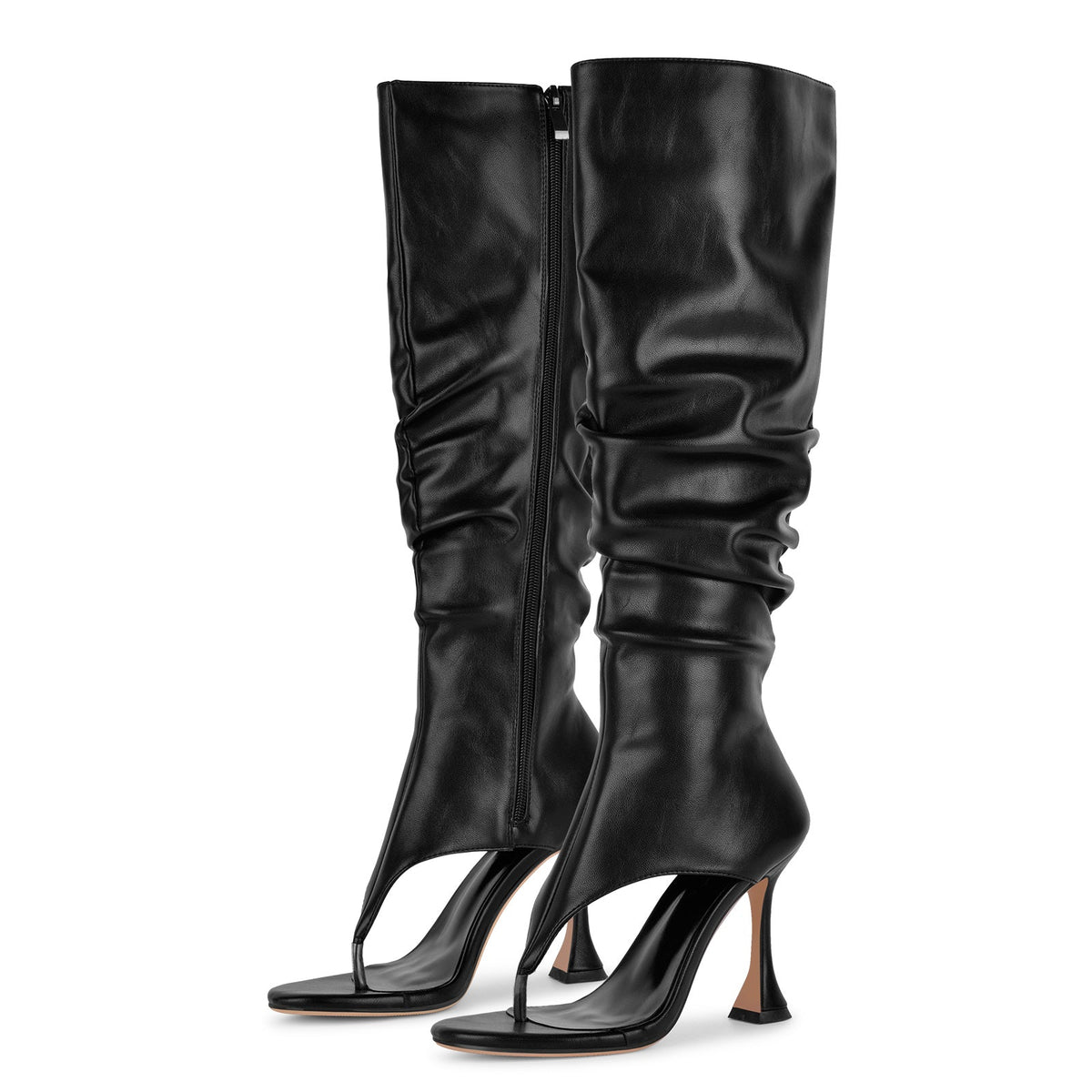 Round Toe Flip Flops Knee High Boots Sandals - Onlymaker