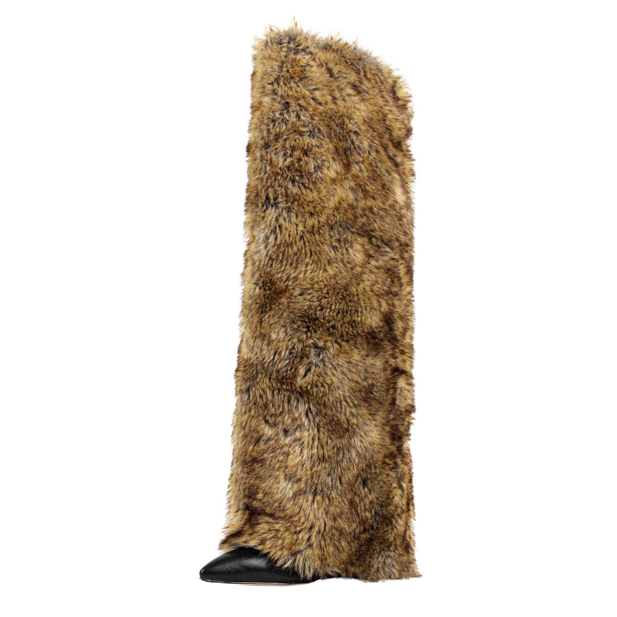 Pointed Toe Fur Fold Over Stiletto Knee High Boots - Onlymaker