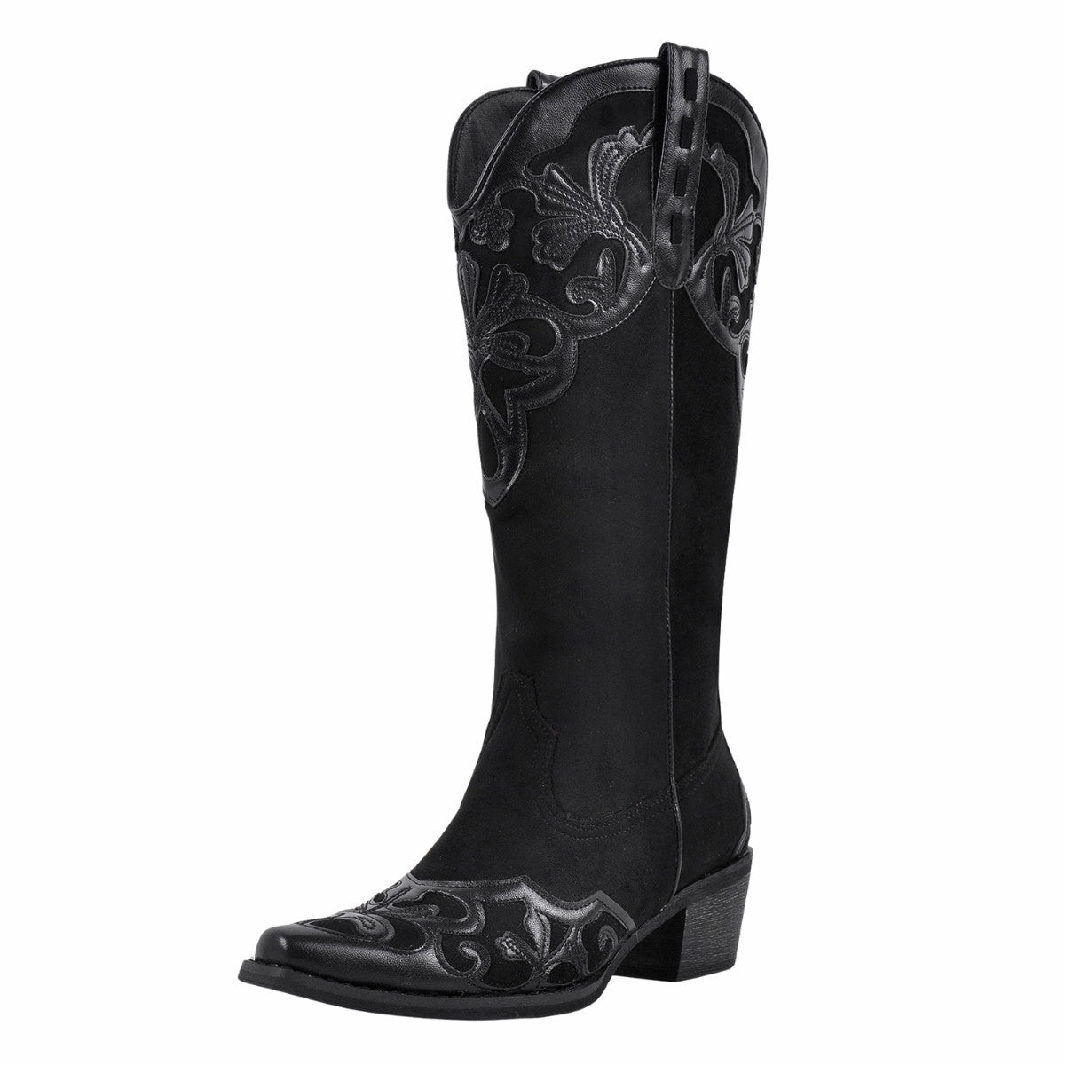 Pointed Toe Suede Knee High Western Boots - Onlymaker