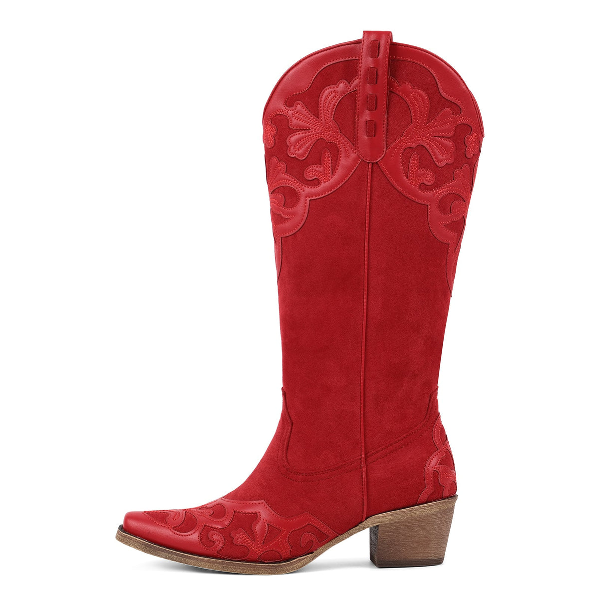 Pointed Toe Suede Knee High Western Boots - Onlymaker