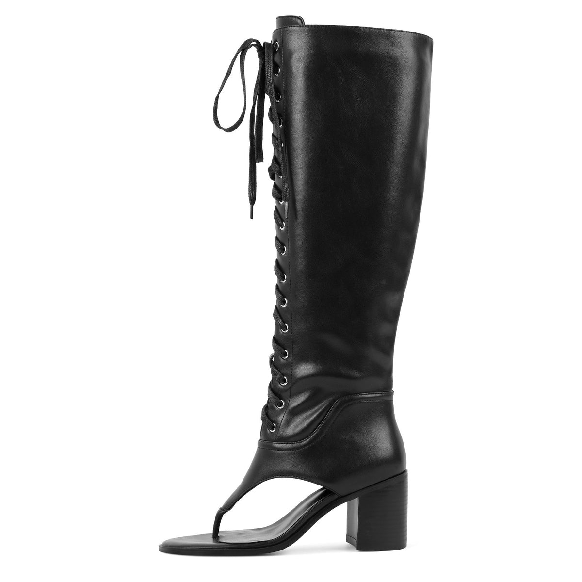 Thong Lace-up Knee High Bootie Sandals - Onlymaker
