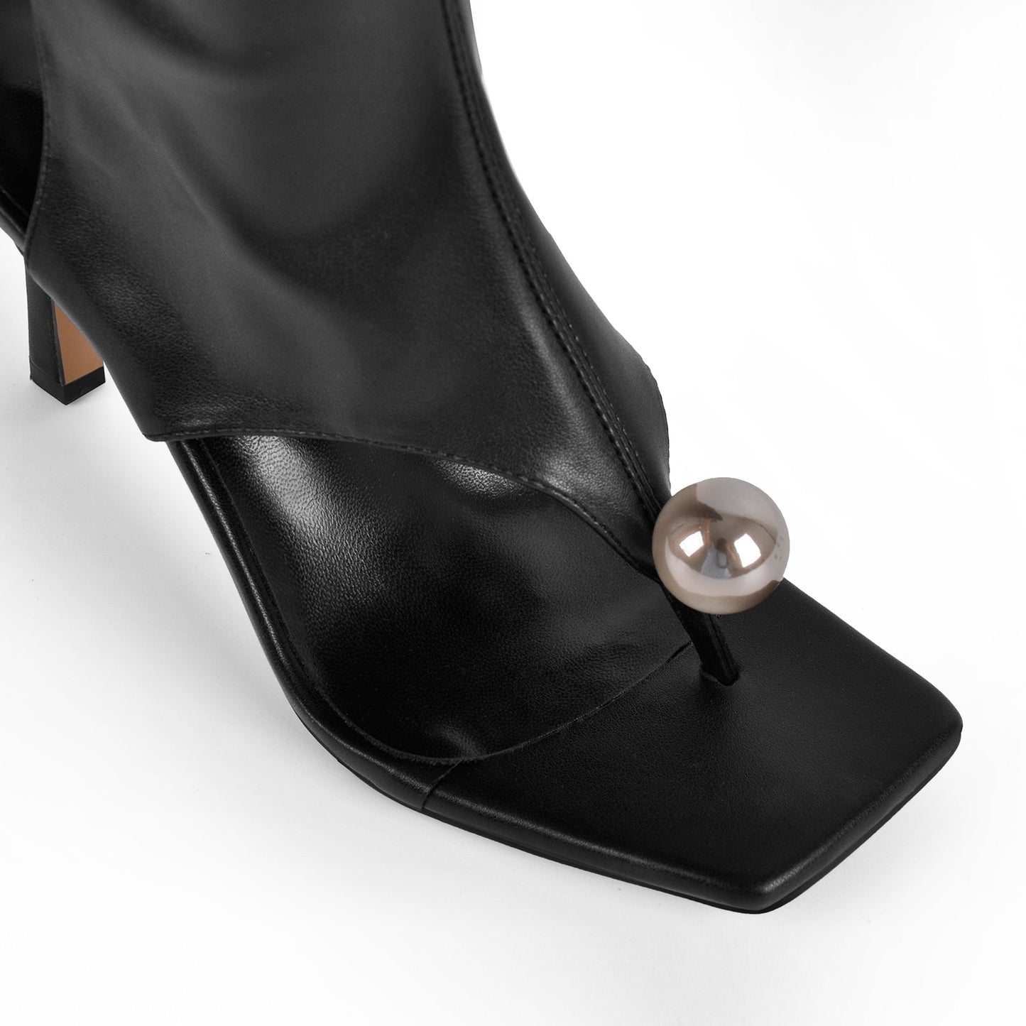 Thong Square Toe Knee High Bootie Sandals - Onlymaker