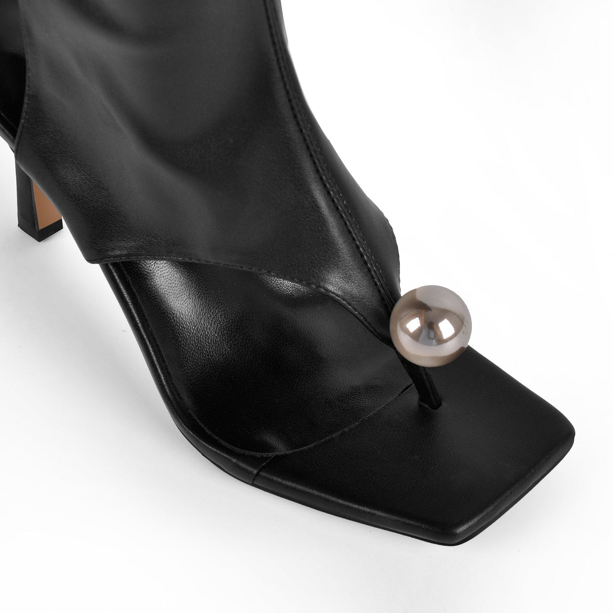 Thong Square Toe Knee High Bootie Sandals - Onlymaker