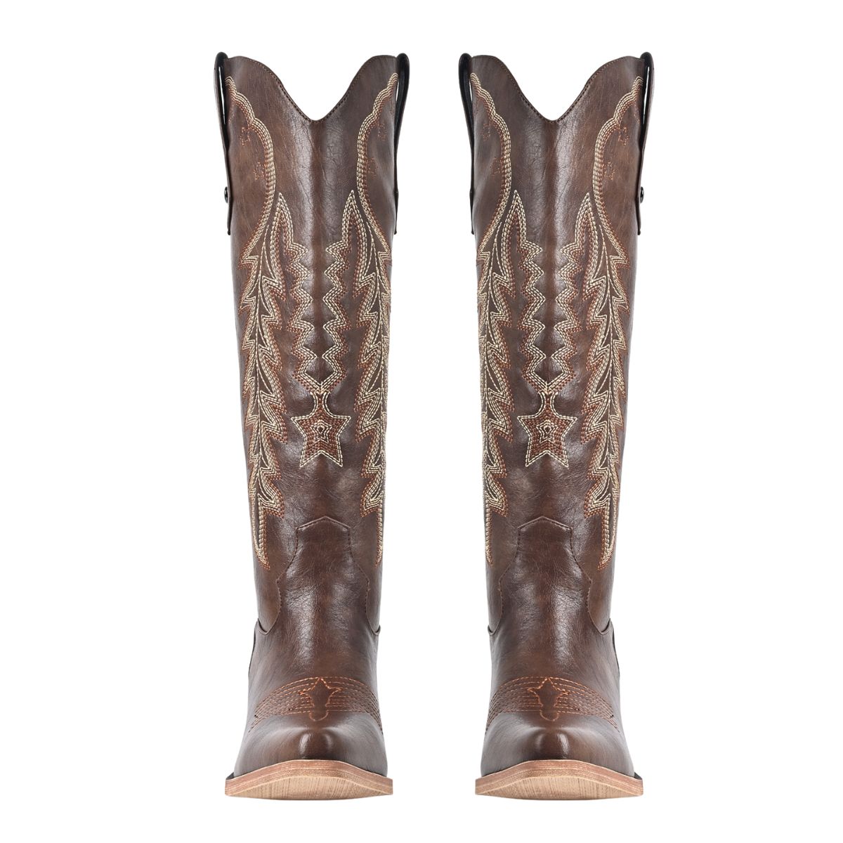 Pointed Toe Embroidery Knee High Western Boots - Onlymaker
