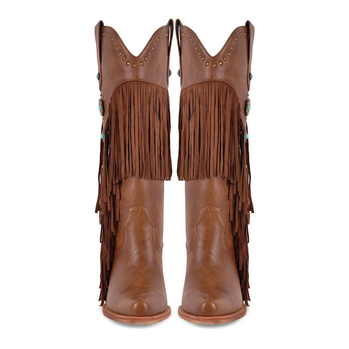 Fringe & Stud Western Boots - Onlymaker