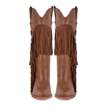 Fringe & Stud Western Boots - Onlymaker