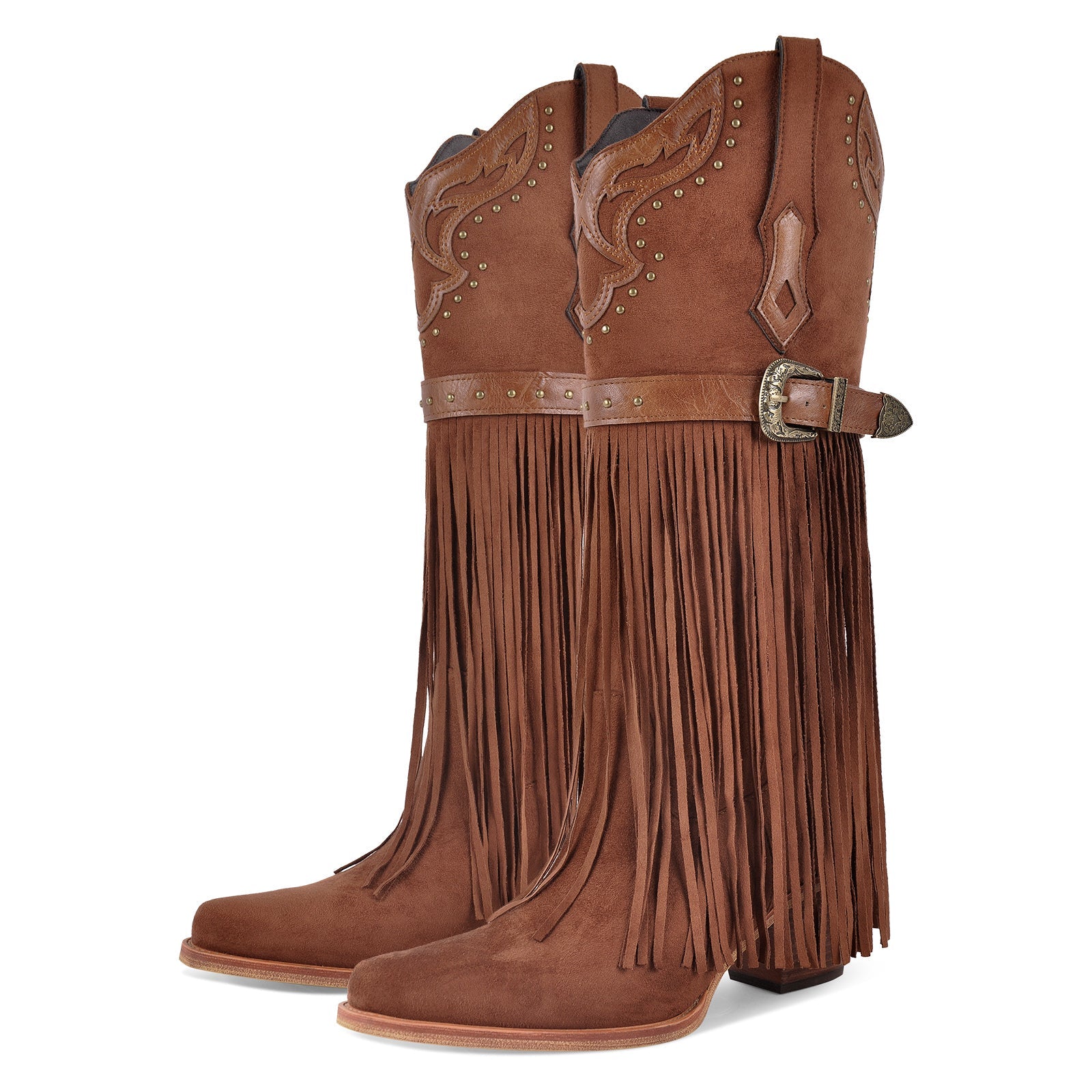 Fringe Embroidery Knee High Western Boots - Onlymaker