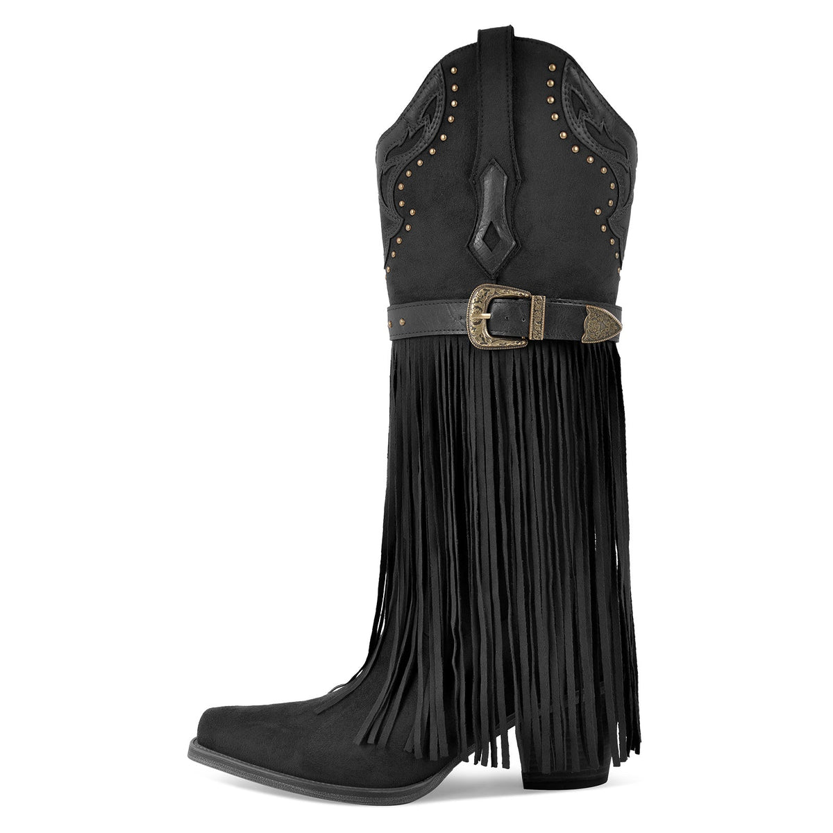 Fringe Embroidery Knee High Western Boots - Onlymaker