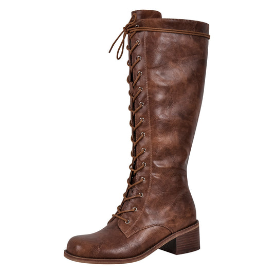 Lace-up Mid-calf Boot - Onlymaker