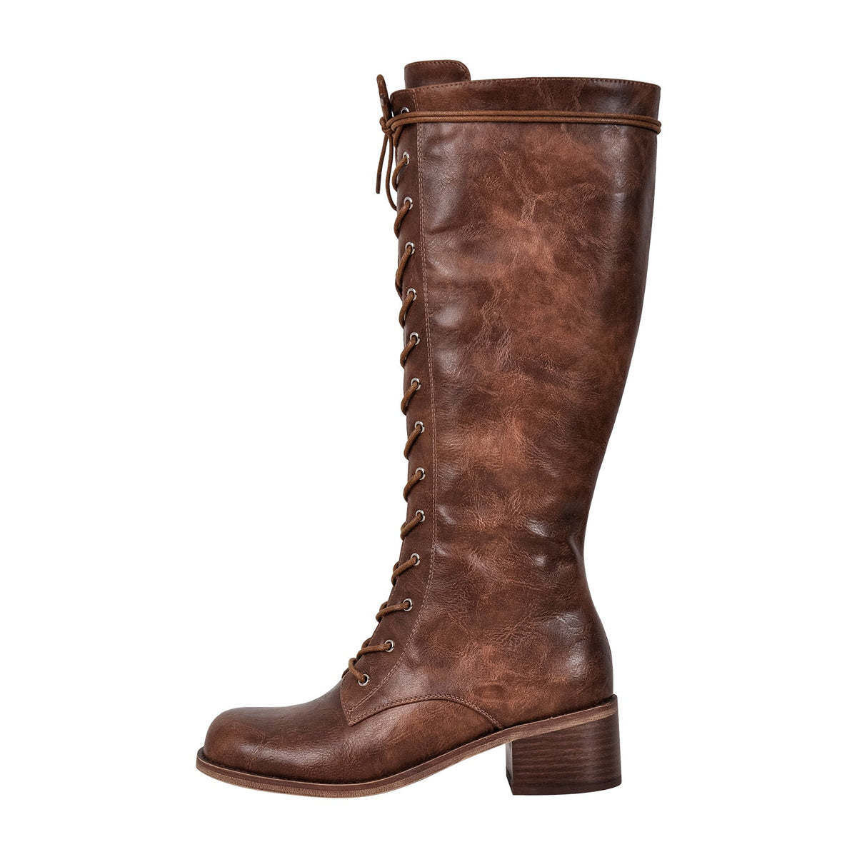 Lace-up Mid-calf Boot - Onlymaker