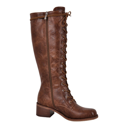 Lace-up Mid-calf Boot - Onlymaker