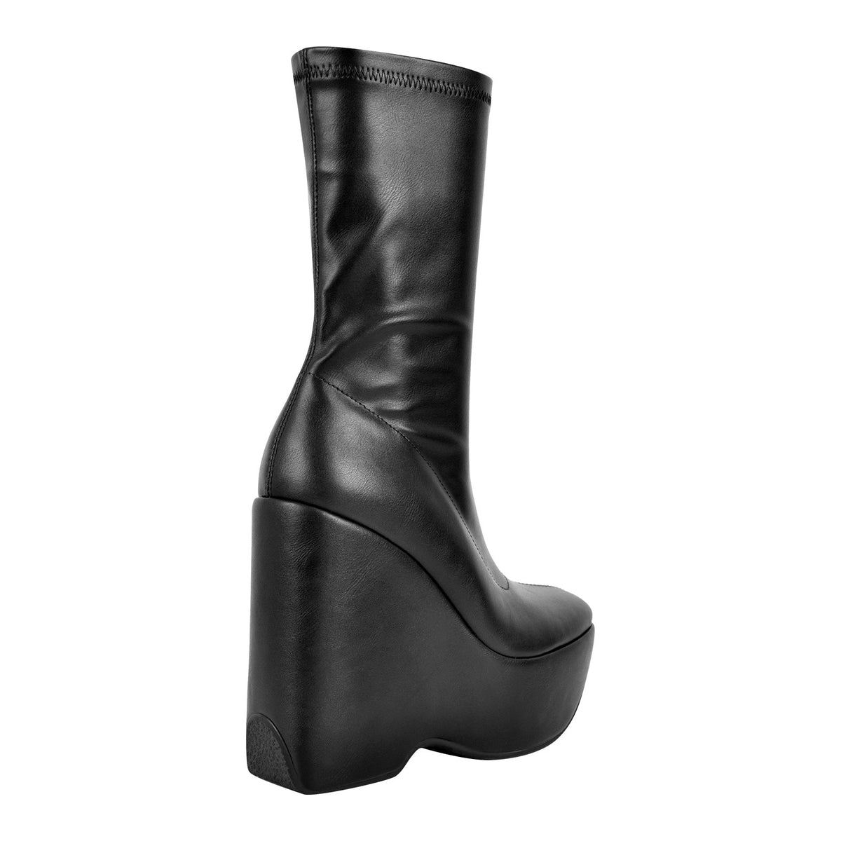 Black Platform Zip Up Mid-Calf Boots - Onlymaker
