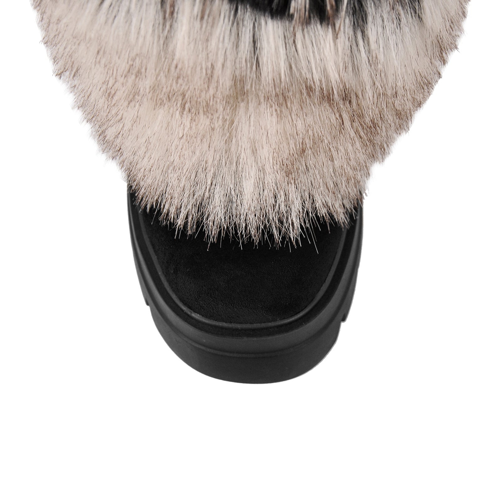 Fur Round Toe Platform Mid-Calf Boots - Onlymaker