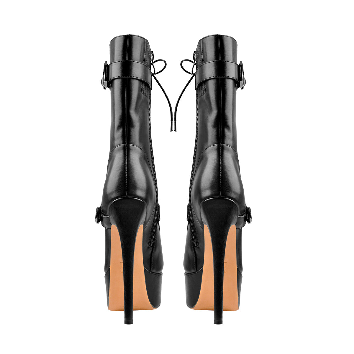 Punk Buckle Strap Platform High Heels Ankle Boots - Onlymaker
