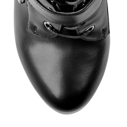 Punk Buckle Strap Platform High Heels Ankle Boots - Onlymaker