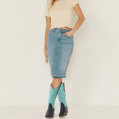 Embroidery Square Toe Split Joint Mid-Calf Western Boots - Onlymaker