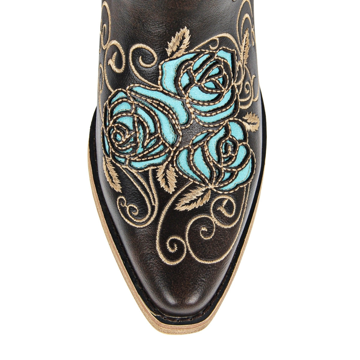 Floral Embroidery Mid-Calf Western Boots - Onlymaker
